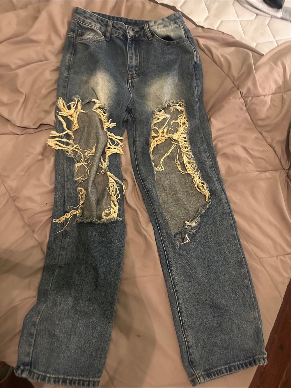 SHEIN Faded Blue High-Rise Wide Leg Jeans